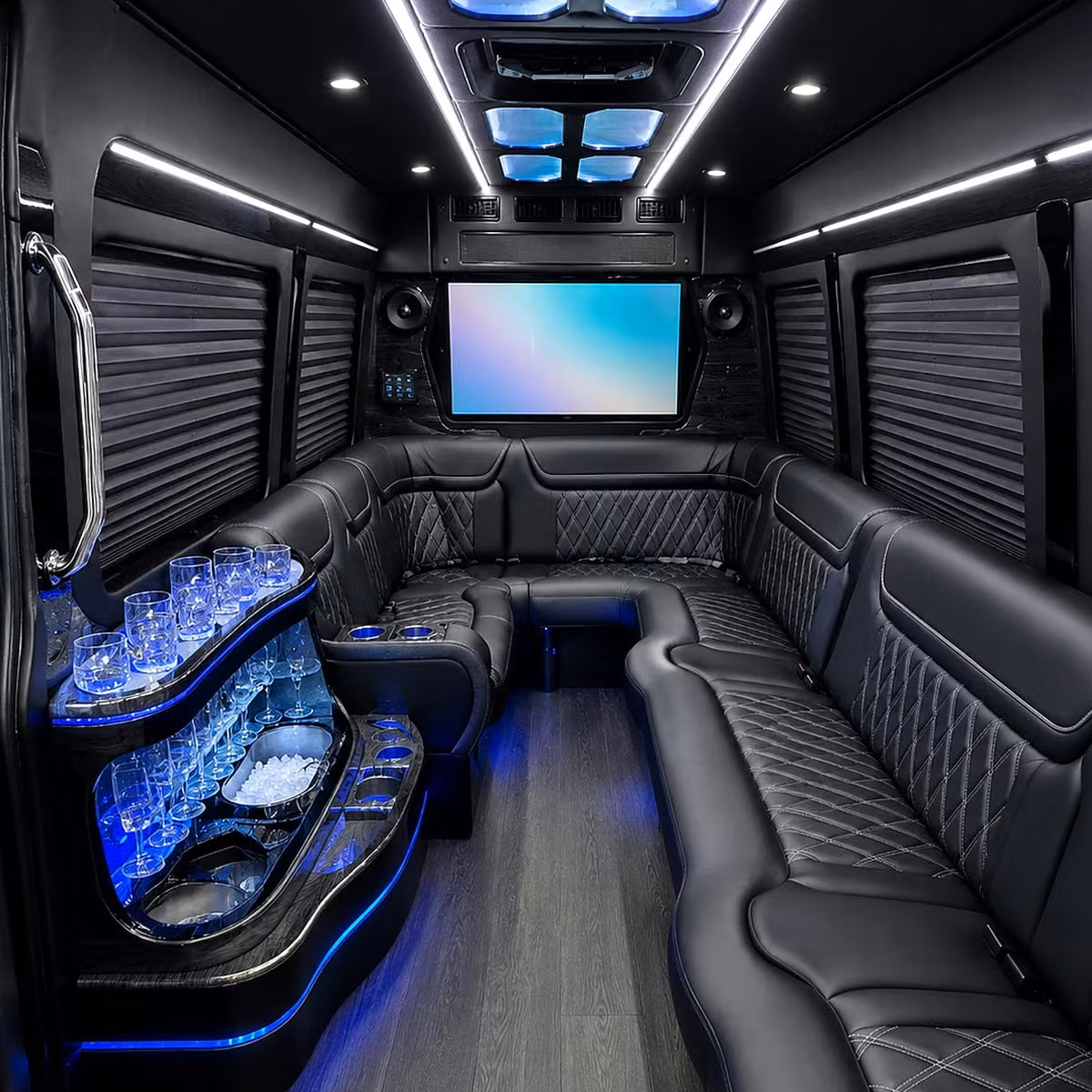 bridal party buses and sprinter vans for getting ready and photos in lee s summit